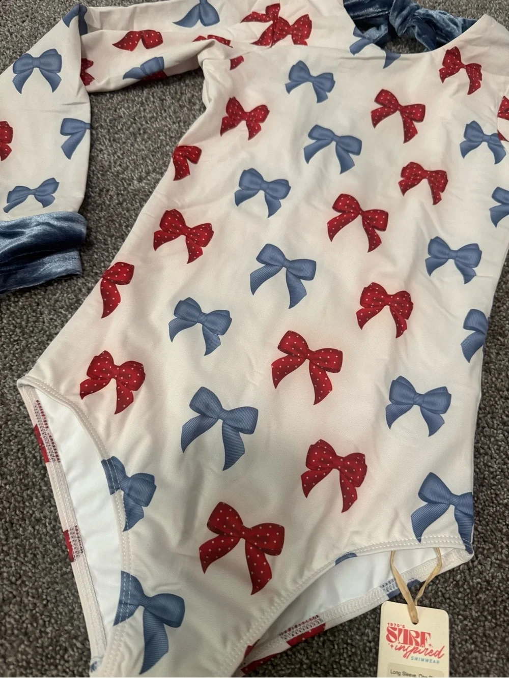 Saint Ida Patriotic Bow One Piece Rashgaurd Swimsuit Sz 7